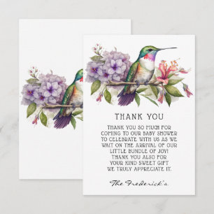 Baby shower Flora Colibri Merci Cartes