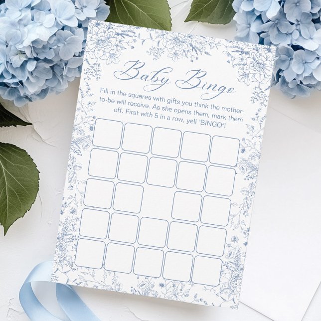 Baby shower Floral Bleu Carte de jeu (Créateur téléchargé)