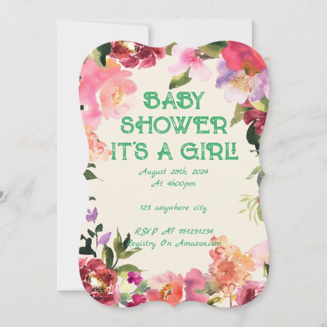BABY SHOWER FLORAL BLUSH SAVE THE DATE (Vorderseite)