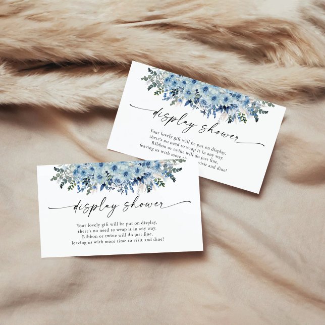 Baby shower Floral Boho Bleu Afficher Carte Douche (Créateur téléchargé)