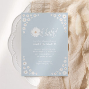 Baby shower Floral Boho Blue Daisy Invitation