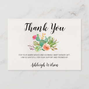 Baby shower floral de Cactus Carte de remerciement