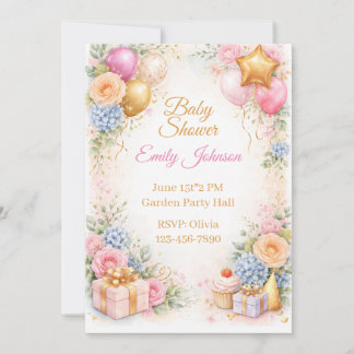 Baby Shower Floral Invitation Einladung