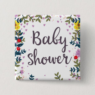 Baby Shower Floral Invite Button