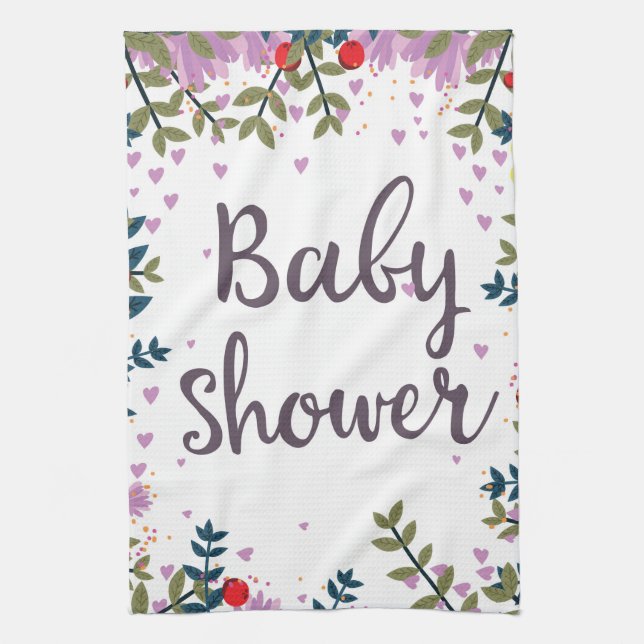 Baby Shower Floral Invite Geschirrtuch (Vertikal)