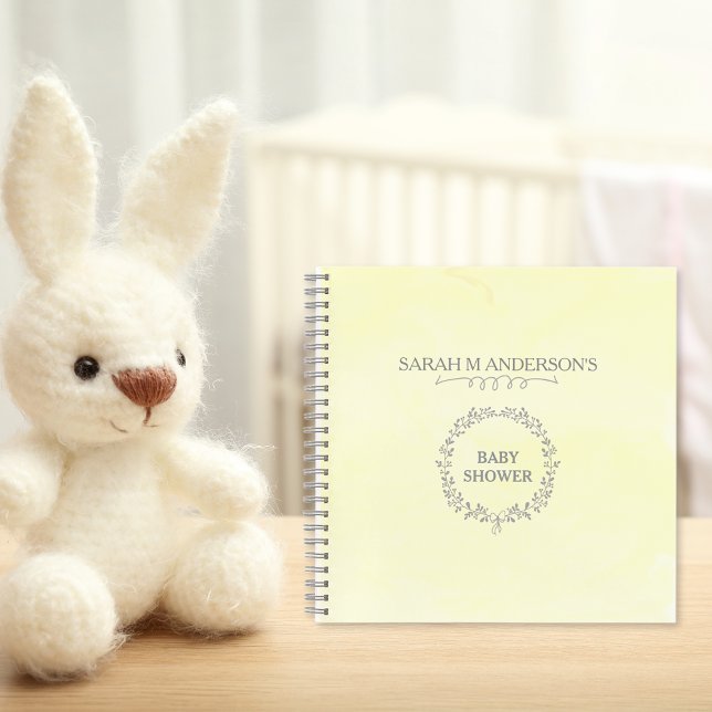 Baby shower Floral Jaune Moderne Livre d'or (Créateur téléchargé)
