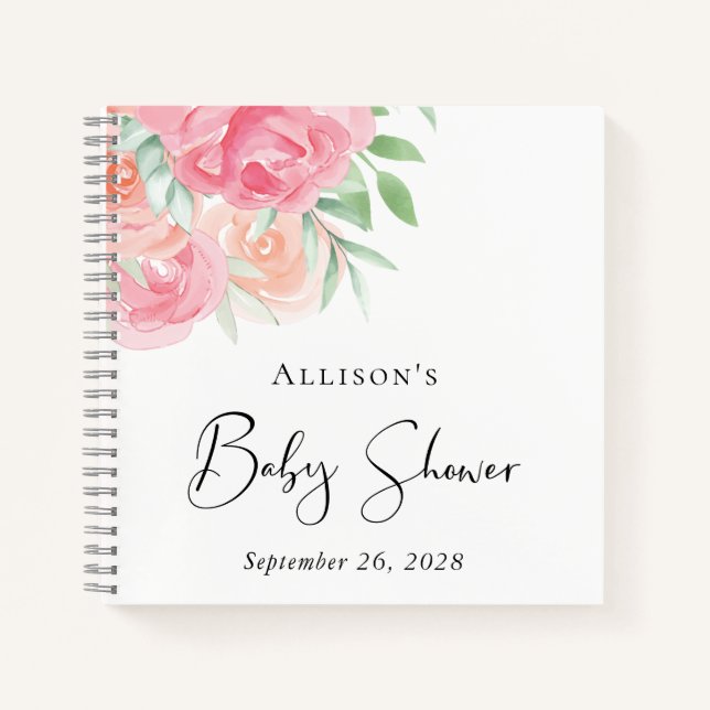 Baby shower Floral Livre d'Invité (Devant)