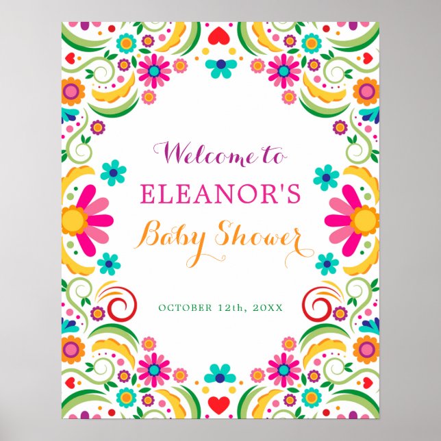 Baby shower Floral mexicain Fiesta Affiche de bien (Devant)