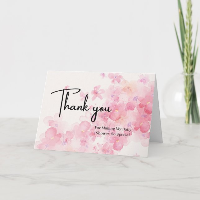 Baby shower floral personnalisé Merci note (Devant)