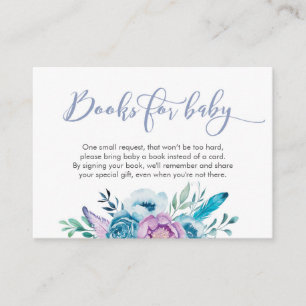Baby shower floral pourpre Livres pour cartes bébé