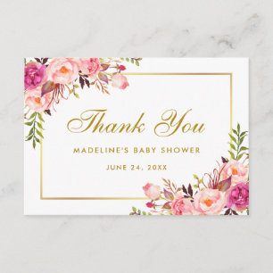 Baby shower Floral Rose Blush Gold Merci