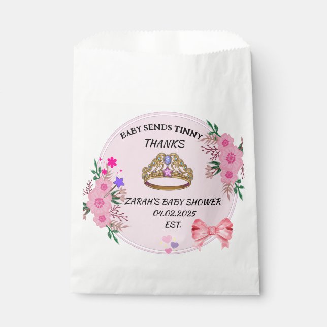Baby shower FLORAL ROSE Favoriser les sacs (Devant)