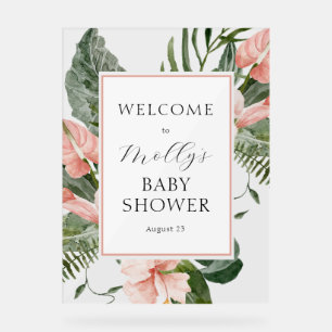 Baby shower floral rose tropical Bienvenue