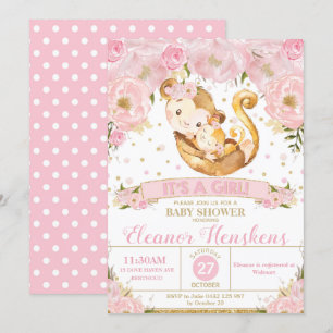Baby shower floral singe Invitation fille