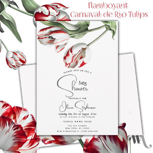 Baby Shower  Florale rote und weiße Rembrandt Tulp Einladung