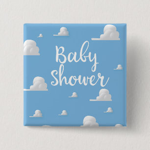 Baby Shower Fluffige Weiße Wolken Button