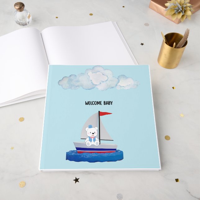 Baby Shower Foil Guest Book  Gästebuch (Vorderseite Offen)