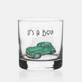 Baby shower for a boy, van and sedan whiskyglas