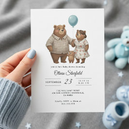 Baby Shower for Boy Blue Balloon, Teddy Bear Einladung