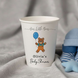 Baby Shower for Boy Blue Balloon Teddy Bear  Pappbecher