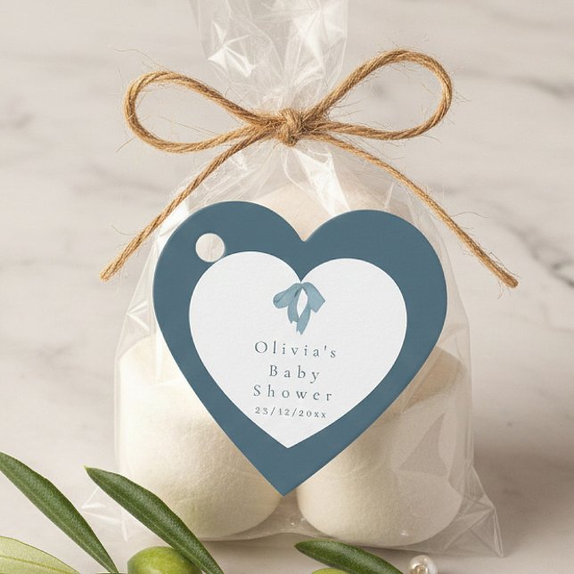 Baby Shower for Boy – Blue Bow , Customizable   Geschenkanhänger (Von Creator hochgeladen)