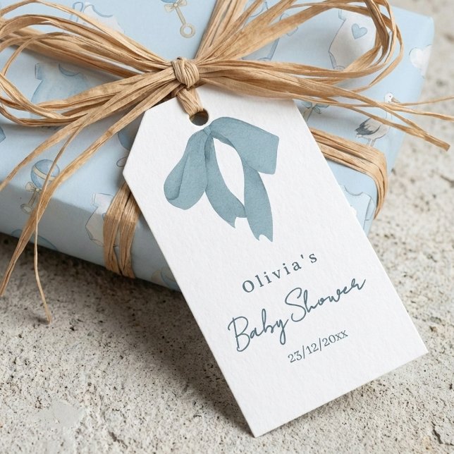 Baby Shower for Boy – Blue Bow , Customizable  Geschenkanhänger (Von Creator hochgeladen)