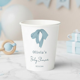 Baby Shower for Boy – Blue Bow, Customizable  Pappbecher