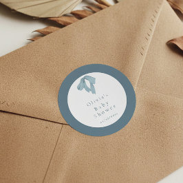 Baby Shower for Boy Blue Bow , Customizable  Runder Aufkleber