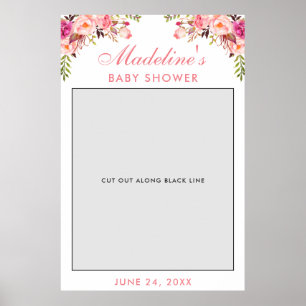 Baby Shower Foto Booth Prop   Rosa Floral Poster