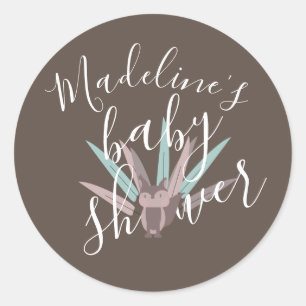 Baby Shower Fox Bohemisch Feathers Runder Aufkleber