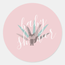 Baby Shower Fox Bohemisch Feathers Runder Aufkleber
