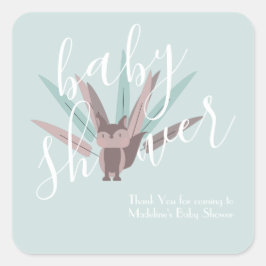 Baby Shower Fox Bohemisch Feathers Square Sticke Quadratischer Aufkleber