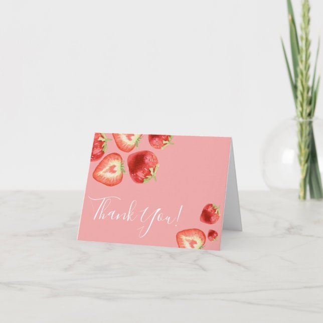 Baby shower fraise ou Carte de remerciements d'ann (Devant)