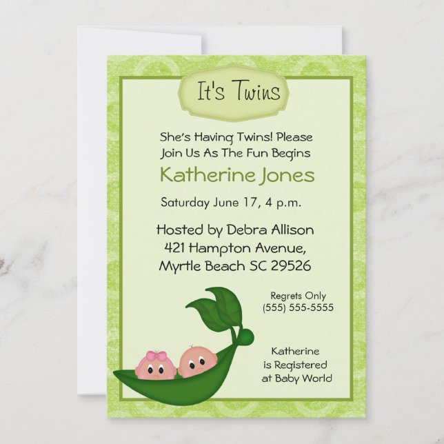 Baby shower Fraternal Twins Invitation (Devant)