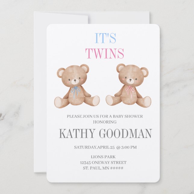 Baby shower Fraternal Twins Invitation (Devant)