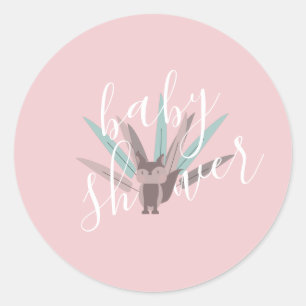Baby Shower Fuchs Boheme Federn   Runder Aufkleber
