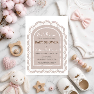 Baby Shower für ein Mädchen mit einem Torbogen und Einladung