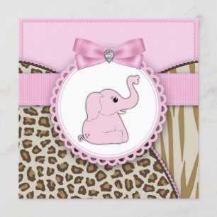 Baby Shower für kleines rosa Elefant-Mädchen Einladung