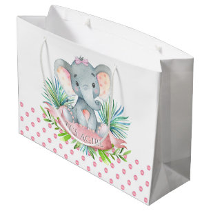 Baby Shower für Mädchen-Elefanten Große Geschenktüte