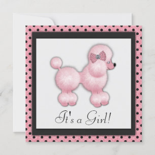 Baby Shower für rosa Pudel Einladung