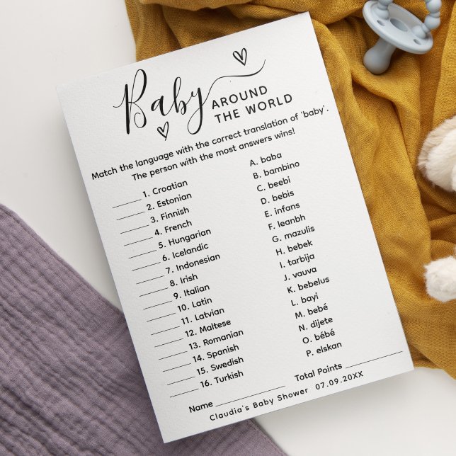 Baby Shower Game Baby Rund um die Weltkarte Einladung (Von Creator hochgeladen)