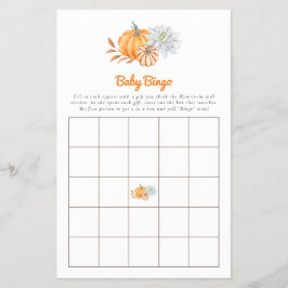  Baby Shower Game Bingo Little Pumpkin Fall Cute Flyer