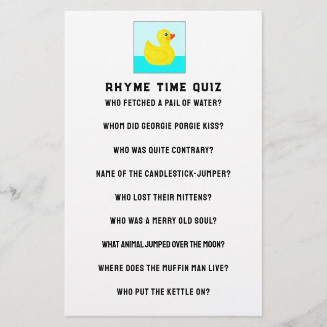 Baby Shower Game Briefpapier (Vorderseite)