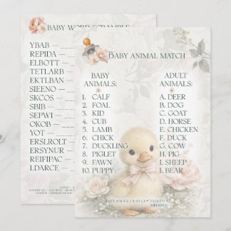 Baby Shower Game Card | Baby Word Scramble Hinweiskarte