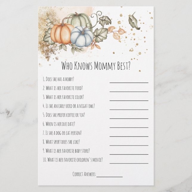 Baby Shower Game, das Mommy Best kennt Flyer (Vorne)