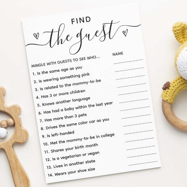 Baby Shower Game Finden Sie die Minimalistische Gä Einladung (Von Creator hochgeladen)