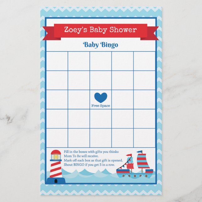 Baby Shower Game in Nautical Theme (Vorderseite)