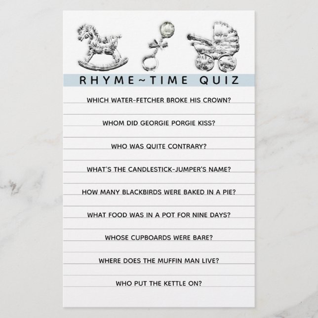 Baby Shower Game Kinderbetreuung Flyer (Vorne)