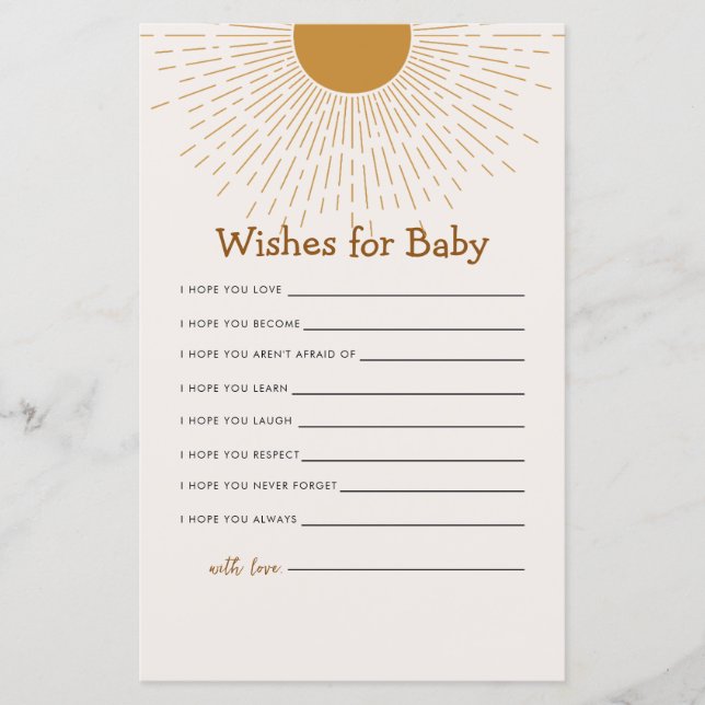 Baby Shower Game kommt hier der Sohn wünscht sich (Vorderseite)