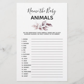 Baby Shower Game - Name der Baby Animals